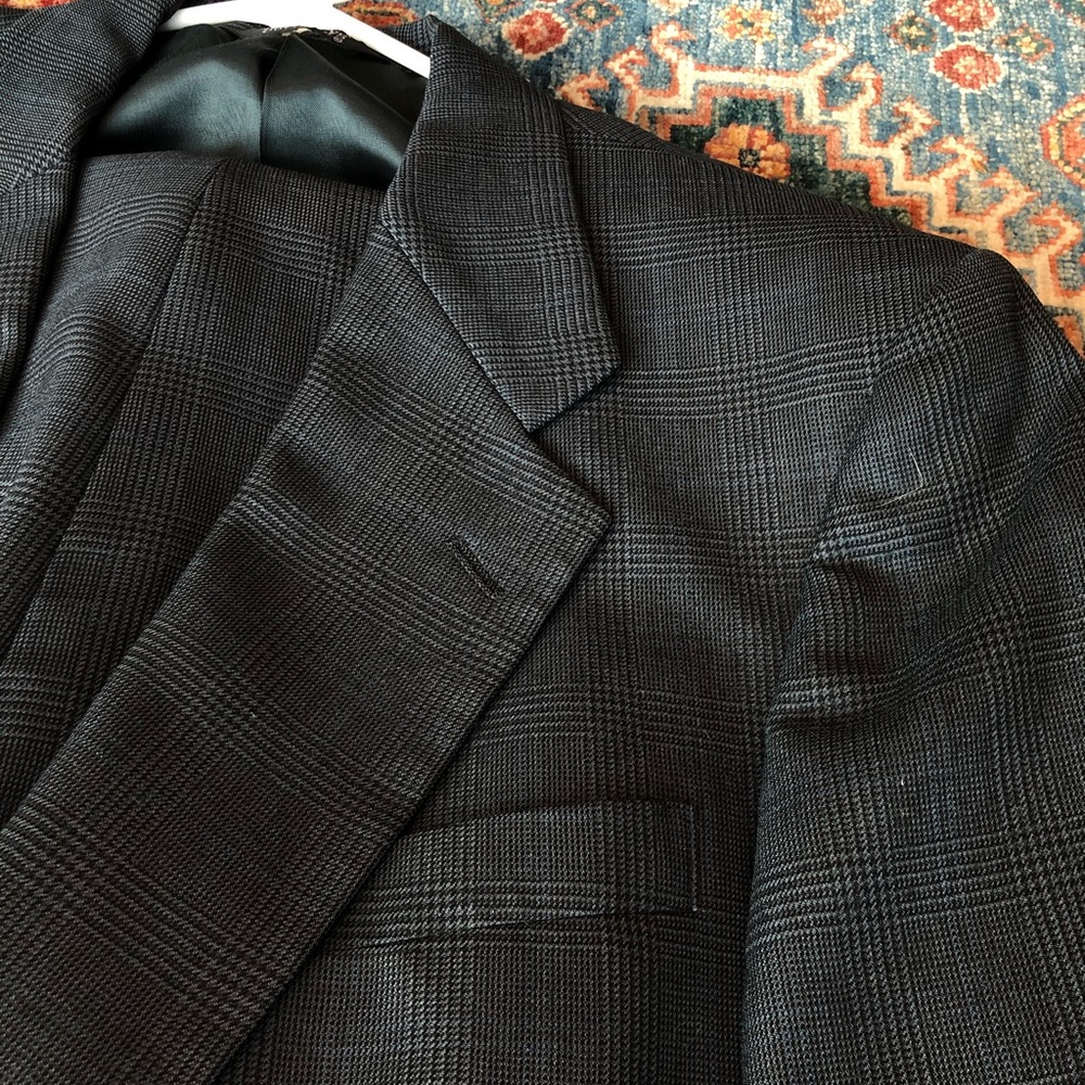 Burberry 2pc Suit Navy Blue Glen Plaid all-season wool
